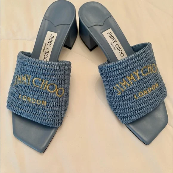 Jimmy Choo Themis Raffia Sandals - Picture 1 of 6